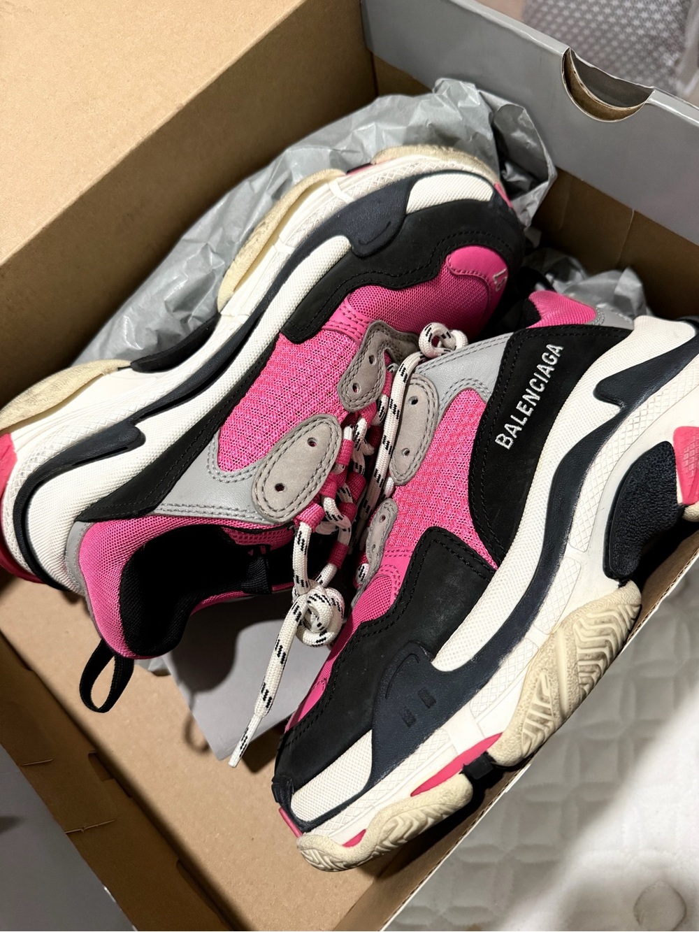 Balenciaga Pink, Black & White Triple S Women's Sneaker